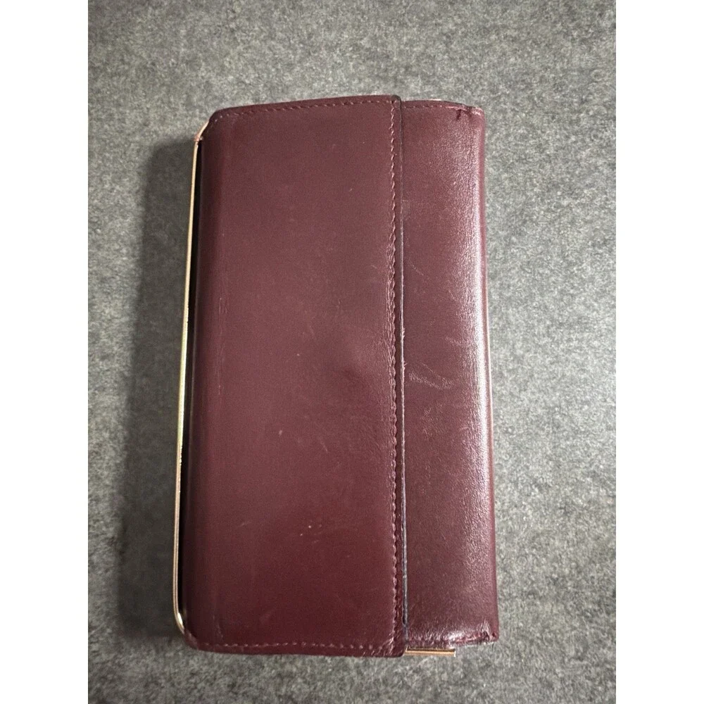 Vintage Lady Swank Burgandy Leather Checkbook Wallet Made In USA